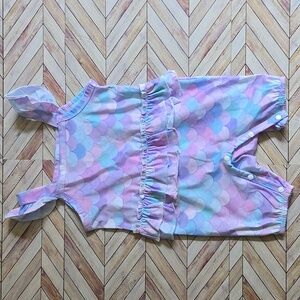 Baby Girl Mermaid Scale Print Ruffle Bubble Romper Sleeveless Summer Outfit 3-6M